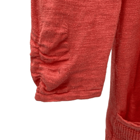 Weekends By Chico's Women's Orange Cotton Knit 3/4 Sleeve Zip-Up Cardigan Size 1 - Picture 6 of 11